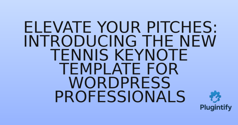 Read more about the article Elevate Your Pitches: Introducing the New Tennis Keynote Template for WordPress Professionals