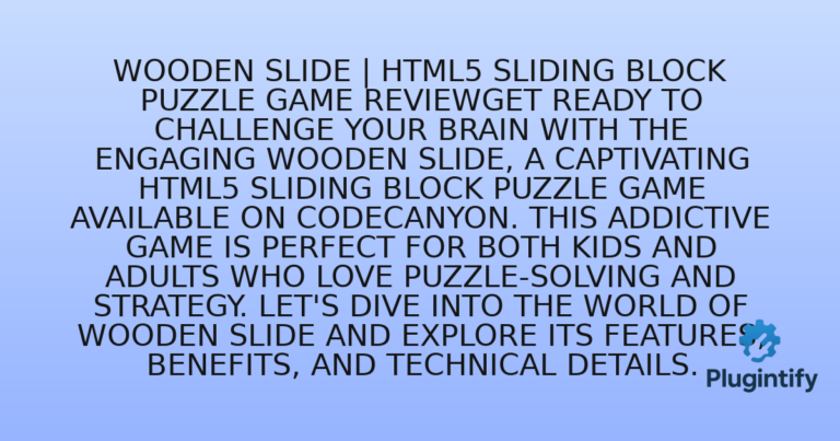 Read more about the article Wooden Slide | HTML5 Sliding Block Puzzle Game ReviewGet ready to challenge your brain with the engaging Wooden Slide, a captivating HTML5 Sliding Block Puzzle Game available on Codecanyon. This addictive game is perfect for both kids and adults who love puzzle-solving and strategy. Let’s dive into the world of Wooden Slide and explore its features, benefits, and technical details.