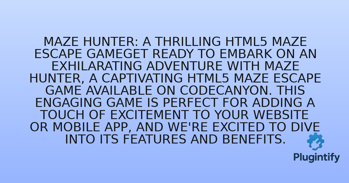 You are currently viewing Maze Hunter: A Thrilling HTML5 Maze Escape GameGet ready to embark on an exhilarating adventure with Maze Hunter, a captivating HTML5 maze escape game available on Codecanyon. This engaging game is perfect for adding a touch of excitement to your website or mobile app, and we’re excited to dive into its features and benefits.