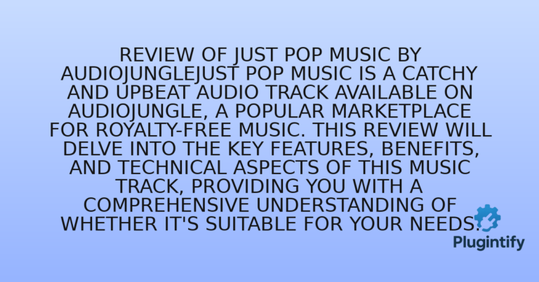 Read more about the article Review of Just Pop Music by AudioJungleJust Pop Music is a catchy and upbeat audio track available on AudioJungle, a popular marketplace for royalty-free music. This review will delve into the key features, benefits, and technical aspects of this music track, providing you with a comprehensive understanding of whether it’s suitable for your needs.