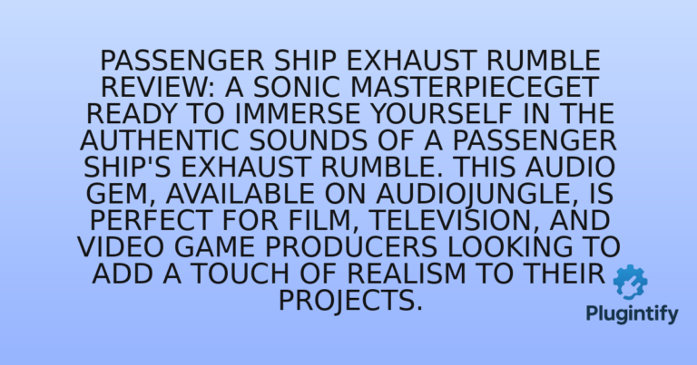 Read more about the article Passenger Ship Exhaust Rumble Review: A Sonic MasterpieceGet ready to immerse yourself in the authentic sounds of a passenger ship’s exhaust rumble. This audio gem, available on AudioJungle, is perfect for film, television, and video game producers looking to add a touch of realism to their projects.